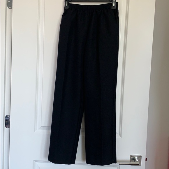 Black Petite High-Waisted Alfred Dunner Knit Pants - Picture 3 of 11